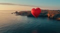 Heart Shaped Balloon Floating Over a Body of Water Royalty Free Stock Photo