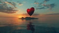 Heart Shaped Balloon Flying Over Water Royalty Free Stock Photo