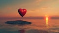 Heart Shaped Balloon Floating Over Body of Water Royalty Free Stock Photo