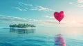 Heart Shaped Balloon Floating Above Water Royalty Free Stock Photo