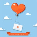 Heart-shaped balloon with mail icon Royalty Free Stock Photo