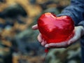 Heart-shaped Balloon in Open Hands Letting Go of Love - AI Generated