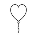 Heart Balloon Outline Flat Icon on White