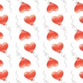 Heart shaped balloon seamless pattern.
