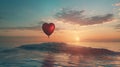 Heart Shaped Balloon Flying Over Water Royalty Free Stock Photo