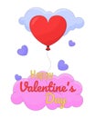 Heart shaped balloon Valentines day ecard greeting card design Royalty Free Stock Photo