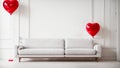 Heart-shaped balloons in the room, sofa style celebration home room beautiful