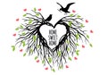 Heart shaped bird nest, vector Royalty Free Stock Photo