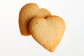 Heart shaped biscuits isolated on white background.