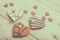 Heart shaped biscuits on wooden background Royalty Free Stock Photo