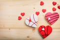 Heart shaped biscuits on wooden background Royalty Free Stock Photo
