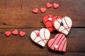 Heart shaped biscuits on wooden background Royalty Free Stock Photo