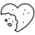 Heart shaped bitten cookie icon, Love and heart vector Royalty Free Stock Photo