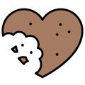 Heart shaped bitten cookie icon, Love and heart vector Royalty Free Stock Photo
