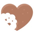 Heart shaped bitten cookie icon, Love and heart vector Royalty Free Stock Photo