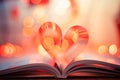 Heart shaped book on bokeh background Royalty Free Stock Photo