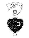 Heart shaped bottle with love potion, illustration. Royalty Free Stock Photo
