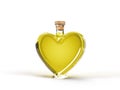 Heart shaped bottle with olive oil inside. 3d illustration