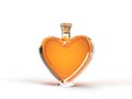 Heart shaped bottle with whisky inside. 3d illustration