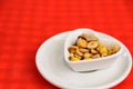 Heart Shaped Bowl With Dried Hard Fruits And Peanuts