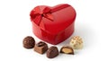 Heart-shaped box of assorted chocolates Royalty Free Stock Photo
