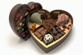 heart-shaped box of assorted truffles, with flavors ranging from fruity and tart to nutty and sweet