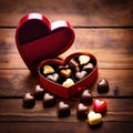Heart shaped box of chocolates, a variety sweet treat to celebrate romance, love and Valentine\'s day