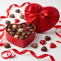 Heart-shaped box of chocolates isolated on white background Royalty Free Stock Photo