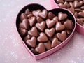 a heart shaped box filled with chocolate hearts Royalty Free Stock Photo