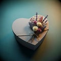 Heart-shaped box with flowers Royalty Free Stock Photo