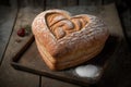 heart-shaped bread loaf with a chewy and flavorful crust, perfect for sandwiches or toast