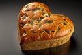 heart-shaped bread loaf with golden crust, filled with warm, gooey melted cheese