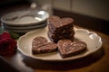 heart-shaped brownies stacked on a plate, ready to be enjoyed by sweethearts and loved ones Royalty Free Stock Photo