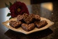 heart-shaped brownies stacked on a plate, ready to be enjoyed by sweethearts and loved ones Royalty Free Stock Photo