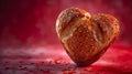 Heart-shaped buns with sesame seeds on a red background Royalty Free Stock Photo