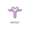 Heart Shaped Caduceus Striped Vector Icon