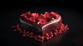 Heart shaped cake with decorative flowers, culinary photo