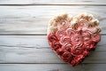 Heart shaped cake for Valentine\'s Day or mother\'s day on white wooden background Royalty Free Stock Photo