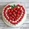 Heart shaped cake for Valentine\'s Day or mother\'s day on white wooden background Royalty Free Stock Photo