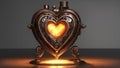 heart shaped candle holder a steampunk, Heart on fire made from a fireplace Royalty Free Stock Photo