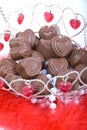 Heart-shaped candy in basket