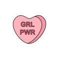 Heart shaped candy with girl power writing