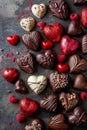 heart shaped chocolate candies. Selective focus. Royalty Free Stock Photo