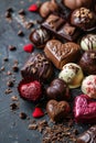 heart shaped chocolate candies. Selective focus. Royalty Free Stock Photo