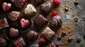 heart shaped chocolate candies. Selective focus. Royalty Free Stock Photo