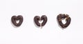 Heart shaped Chocolate cookies from love to break up on white