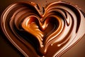 Heart - shaped chocolate liquid swirls into the shape of heart. Generative AI Royalty Free Stock Photo