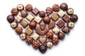 Heart-shaped chocolates arranged decoratively Royalty Free Stock Photo