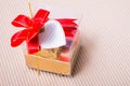 Heart shaped chocolates box with blank card Royalty Free Stock Photo