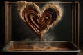 heart-shaped churros being dunked in warm chocolate sauce Royalty Free Stock Photo